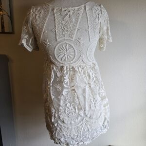 Jens Pirate Booty For Free People Cream Lace Mini Dress Size Small